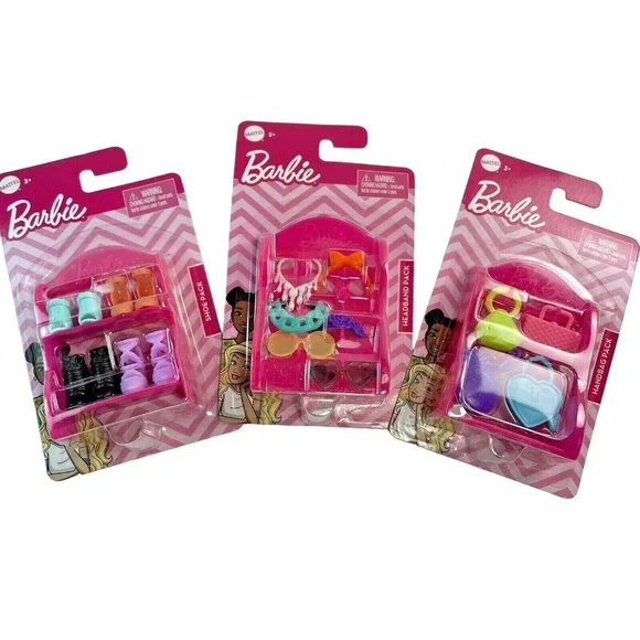 17 PC Mattel Barbie Doll Fashion Accessory u Sets Handbags, Shoes, Headbands - Picture 1 of 4